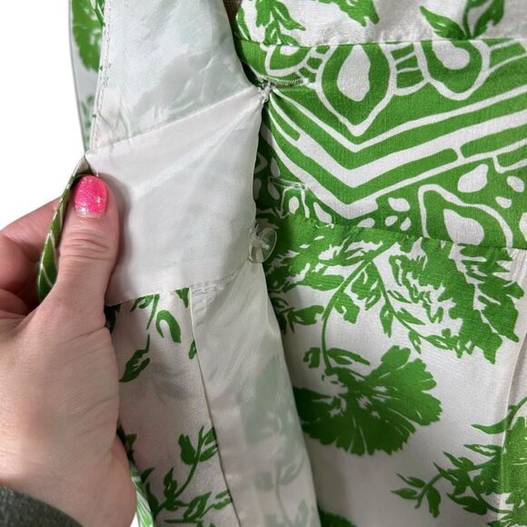 Tibi New York Green & White Silk Floral Print Wrap Style Blouse - Picture 11 of 14